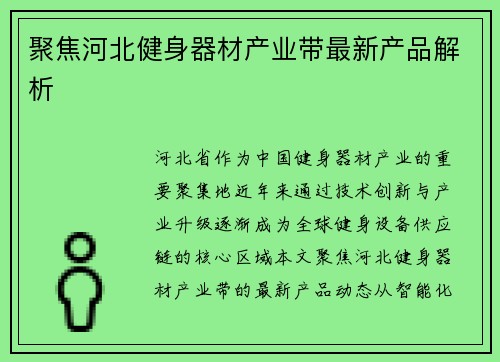 聚焦河北健身器材产业带最新产品解析